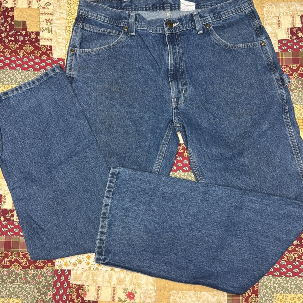 KEY Men's Cotton Painter Style Classic Denim Work Jeans